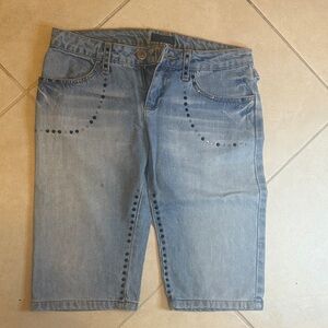 John Richmond Studded Light Blue Denim Shorts